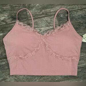 New Nobo, No Boundaries Lace Trim Brami Bra/Cami Size S Dusty Rose